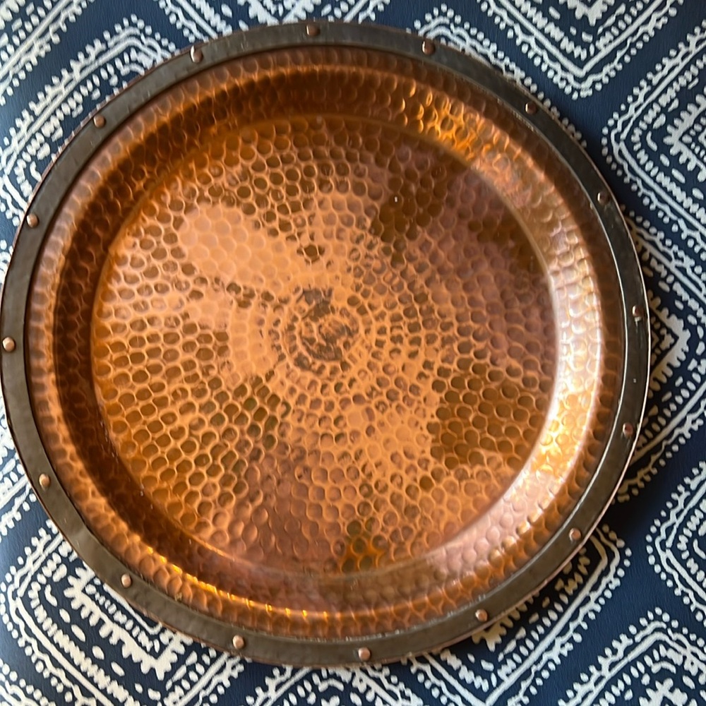 Tray Hammered Copper Riveted edge platter